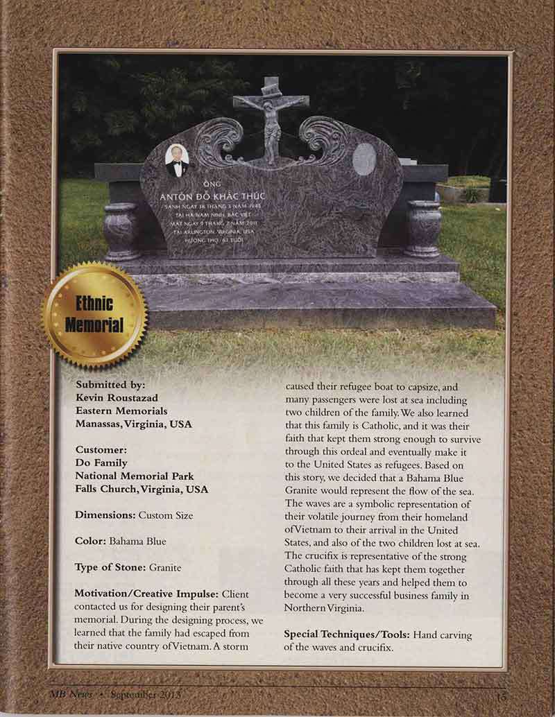 MBNA Design Note Book Award for Best Ethnic Memorial – 2013