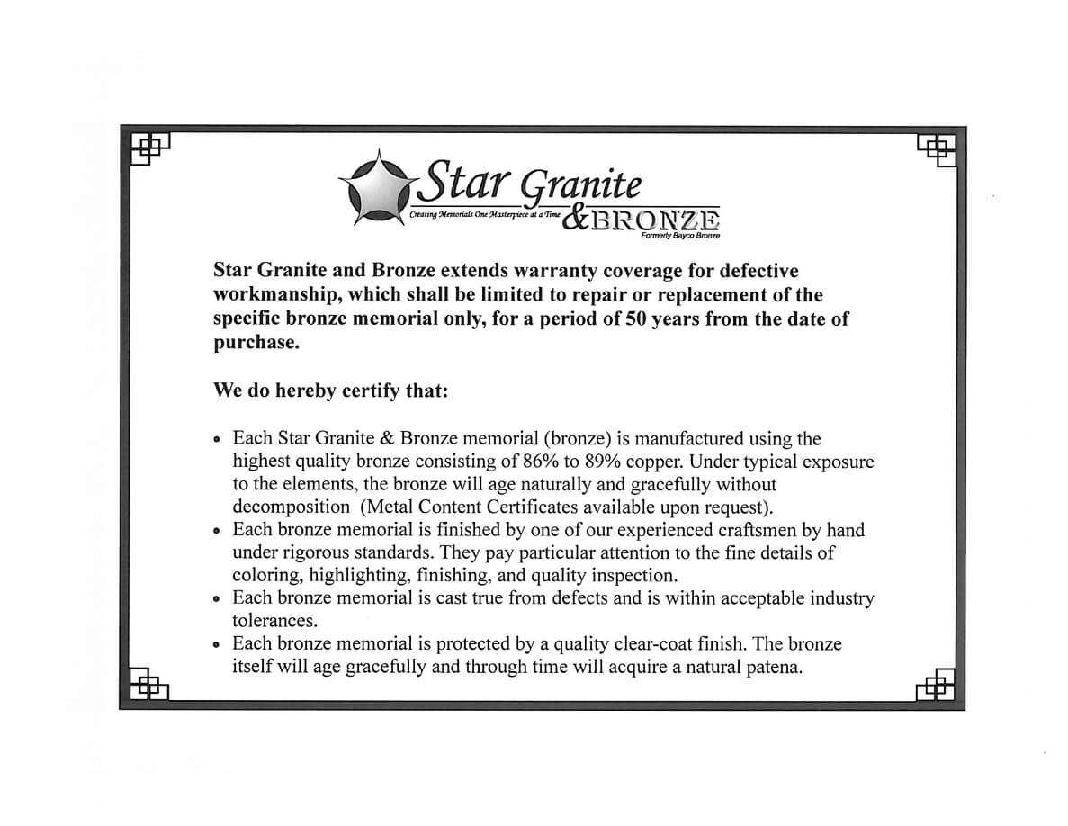 Star Granite & Bronze Warranty