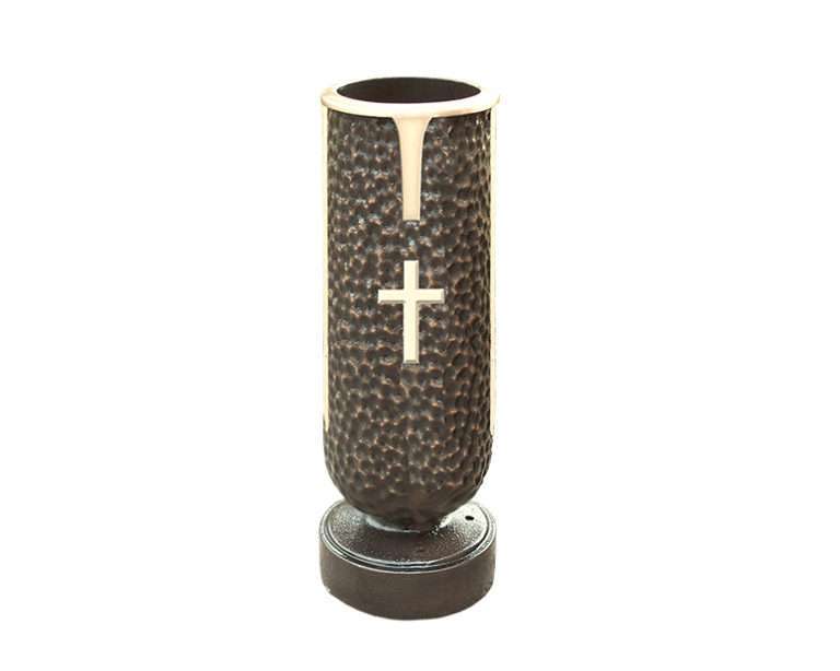 Memory Bronze Vase with Cross