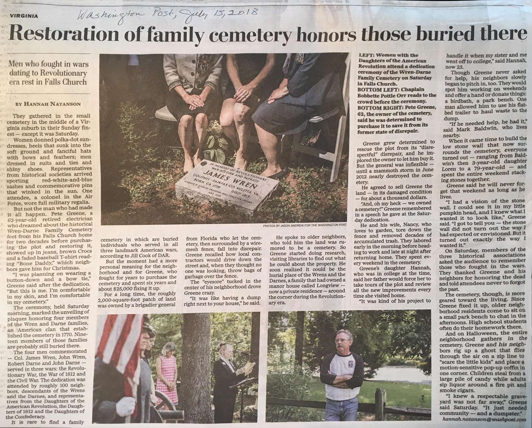 Restoration of Family Cemetery